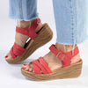 Alessio Ladies Platform Fashion Sandal - Red-Alessio-Buy shoes online