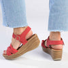 Alessio Ladies Platform Fashion Sandal - Red-Alessio-Buy shoes online