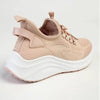 Alessio Ladies Thick Sole Fly Knit Lace Up Sneaker - Pink / White