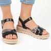 Alessio Multi Wedge Sandals - Black