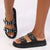 Alessio Studded 2 Band Fashion Sandal - Black