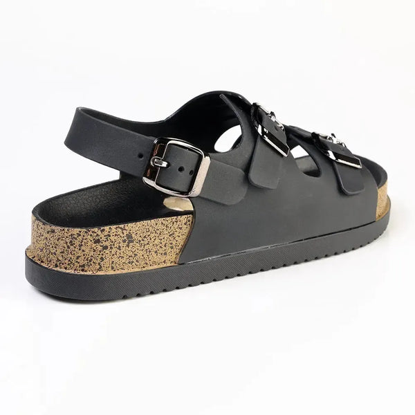 Alessio Two Buckle Sling Jelly Burk Sandal - Black