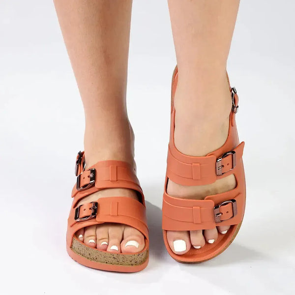 Alessio Two Buckle Sling Jelly Burk Sandal - Orange