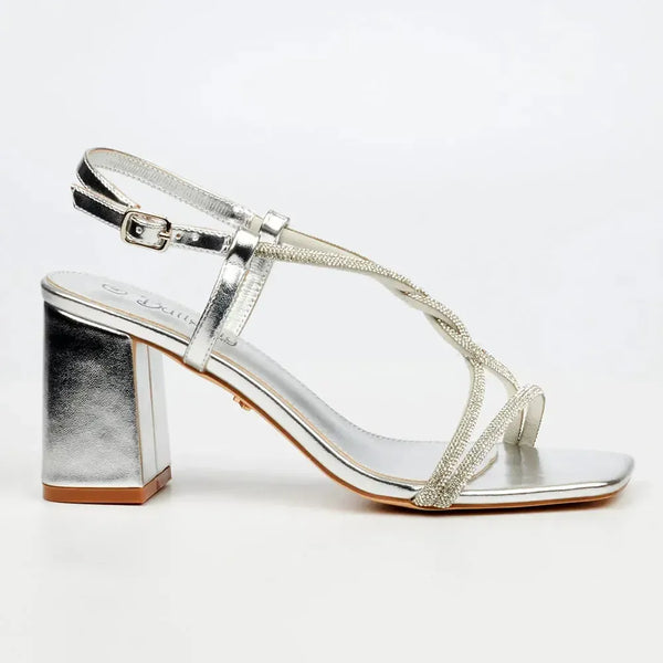 Butterfly Feet Amelle1 Block Heel Sandals - Silver
