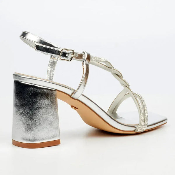 Butterfly Feet Amelle1 Block Heel Sandals - Silver