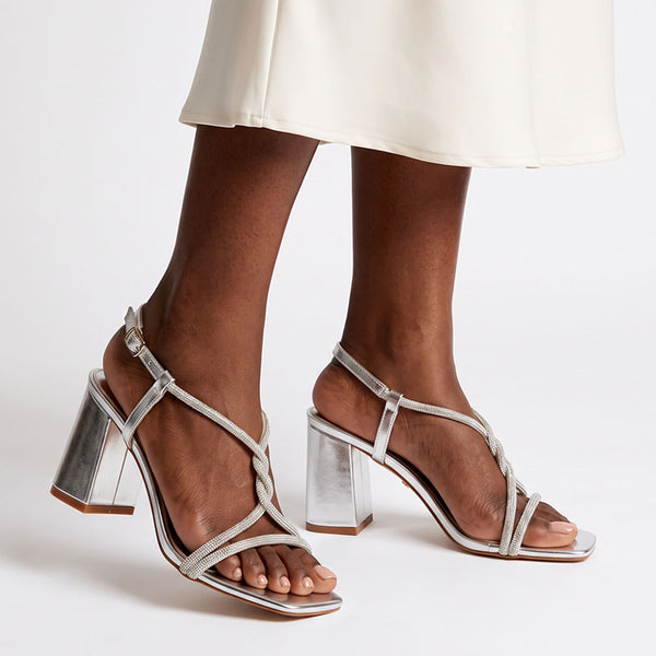 Butterfly Feet Amelle1 Block Heel Sandals - Silver