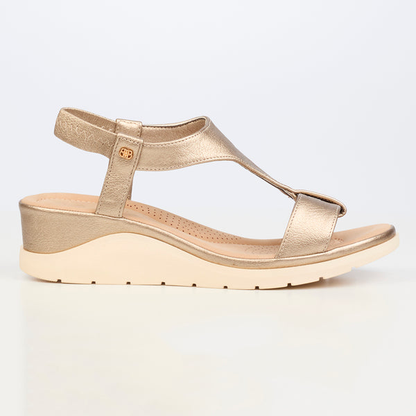 Butterfly Feet Camille 1 T-Bar Wedge Sandals - Champagne