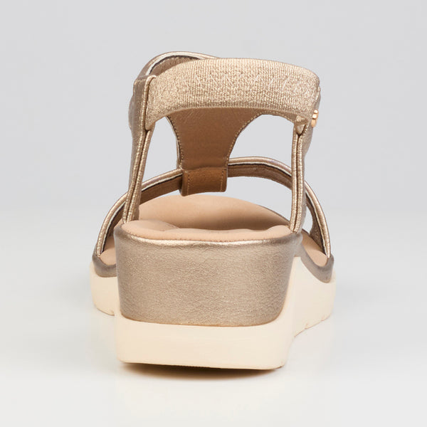 Butterfly Feet Camille 1 T-Bar Wedge Sandals - Champagne