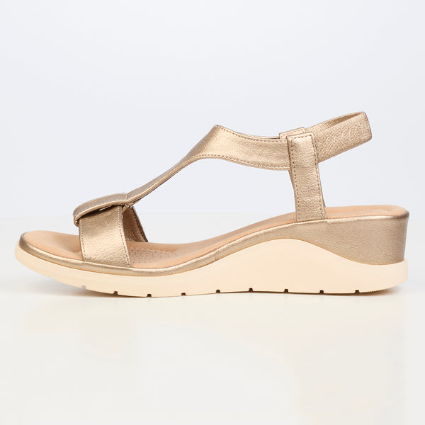 Butterfly Feet Camille 1 T-Bar Wedge Sandals - Champagne