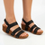 Butterfly Feet Cheyan 2 Perforated Strappy Wedge Sandal - Black