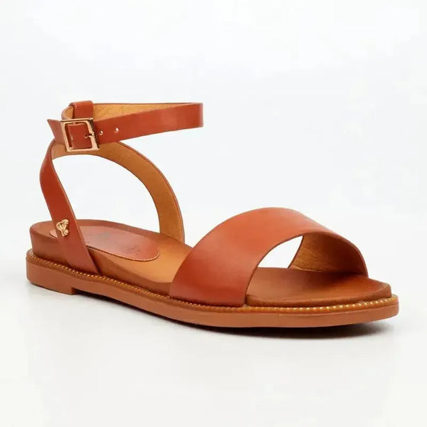 Butterfly Feet Ellie 1 Flat Ankle Tie Sandal - Tan