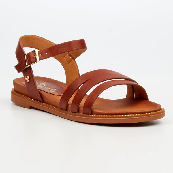 Butterfly Feet Ellie 11 Flat Strappy Sandal - Tan
