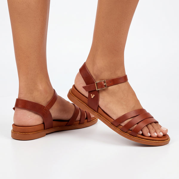 Butterfly Feet Ellie 11 Flat Strappy Sandal - Tan
