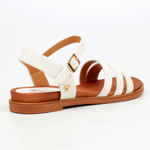Butterfly Feet Ellie 11 Flat Strappy Sandal - White
