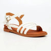 Butterfly Feet Ellie 11 Flat Strappy Sandal - White
