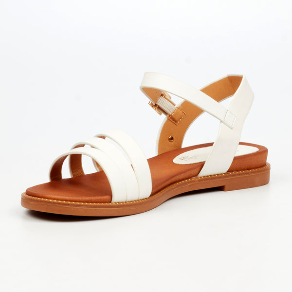 Butterfly Feet Ellie 11 Flat Strappy Sandal - White