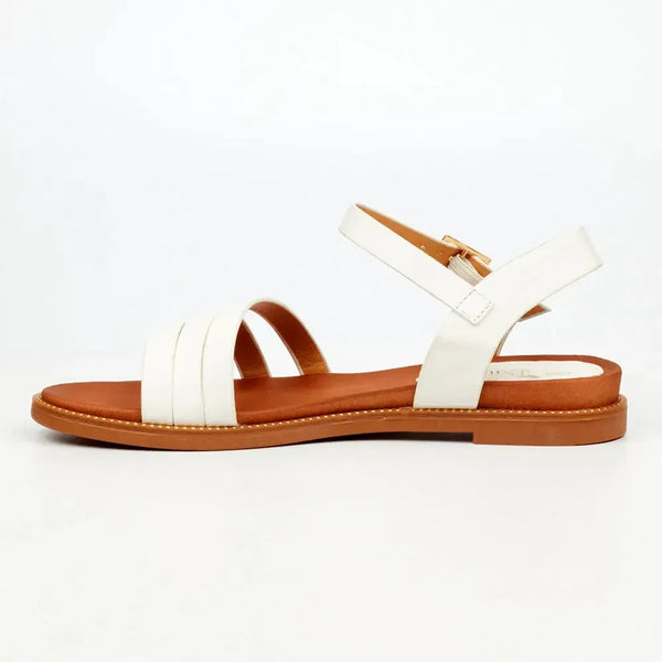 Butterfly Feet Ellie 11 Flat Strappy Sandal - White