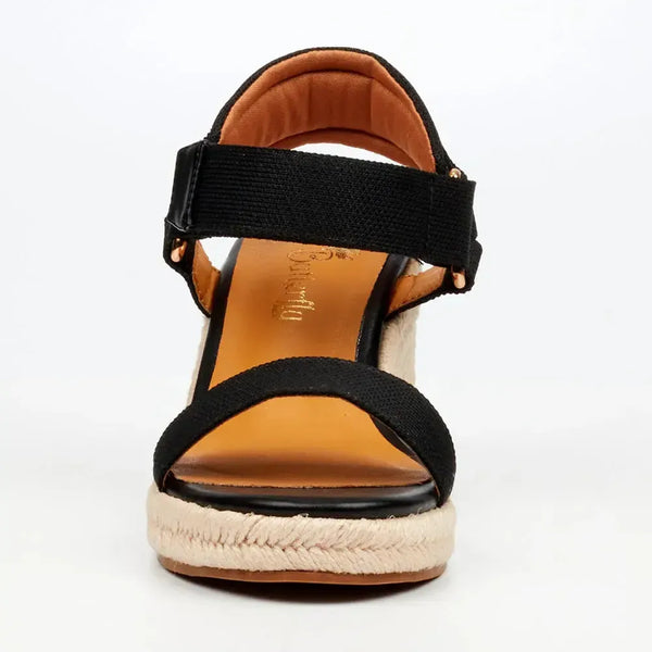 Butterfly Feet Escada 1 Espadrille Wedge Sandals - Black