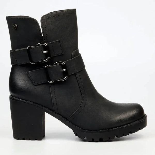 Butterfly Feet Ester 8 Twin Buckle Block Heel - Black