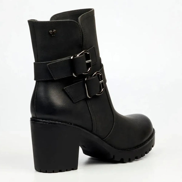 Butterfly Feet Ester 8 Twin Buckle Block Heel - Black