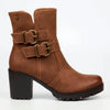 Butterfly Feet Ester 8 Twin Buckle Block Heel - Chocolate