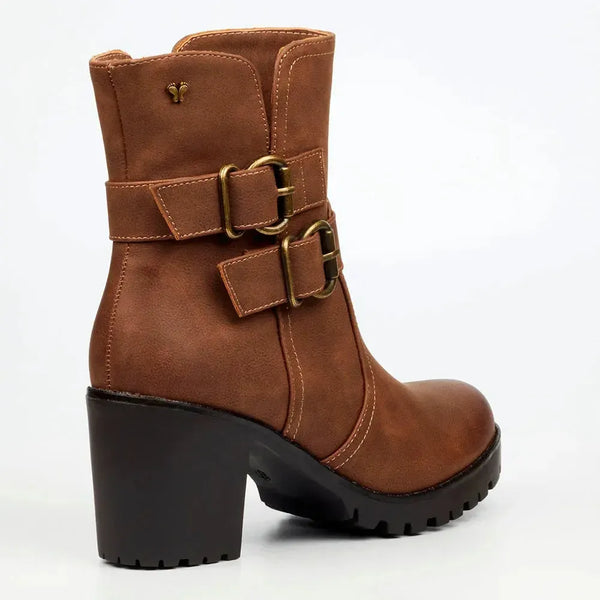 Butterfly Feet Ester 8 Twin Buckle Block Heel - Chocolate