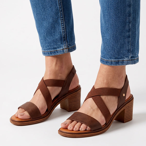 Butterfly Feet Imelda 1 Block Heel Sandals - Chocolate