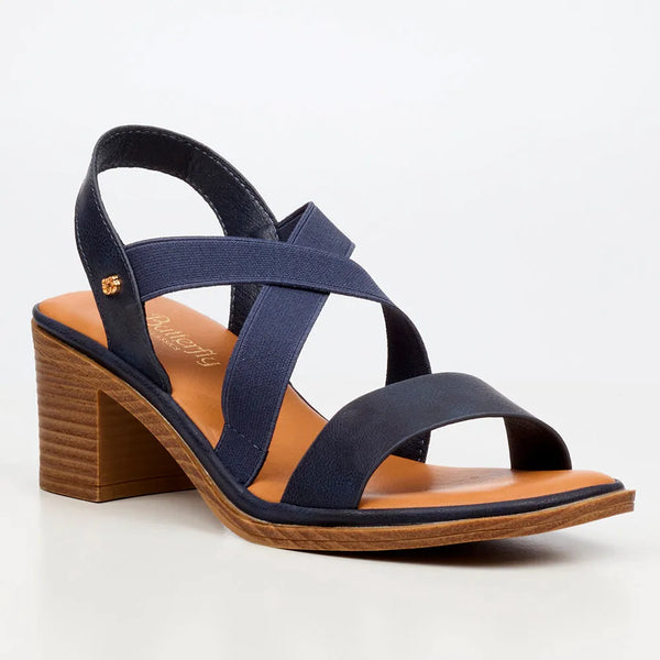 Butterfly Feet Imelda 1 Block Heel Sandals - Navy
