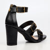 Butterfly Feet Jaydin Buckle Block Heel Sandals - Black