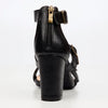 Butterfly Feet Jaydin Buckle Block Heel Sandals - Black