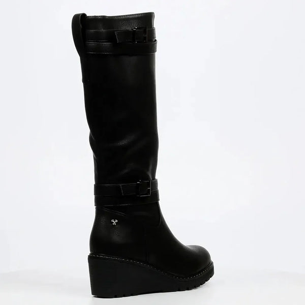 Butterfly Feet Ladies Conway 3 Wedge Long Boot - Black