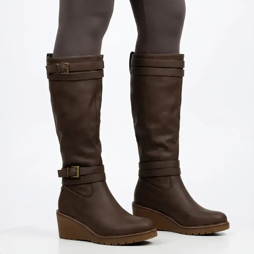 Boot Geet Butterfly Feet Ladies Conway 3 Wedge Long Boot - Chocolate | Shoe Box ...
