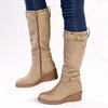Butterfly Feet Ladies Conway 3 Wedge Long Boot - Taupe