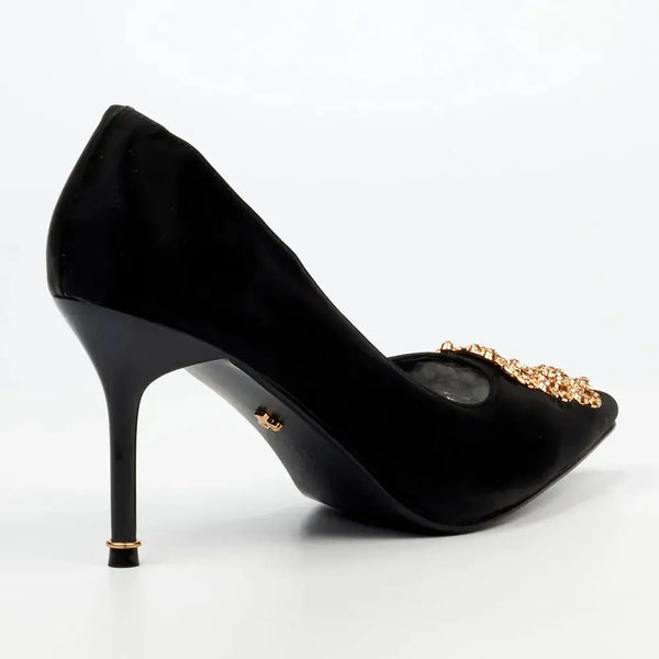 Butterfly Feet Lanelle 1 Stiletto Court With Trim - Black