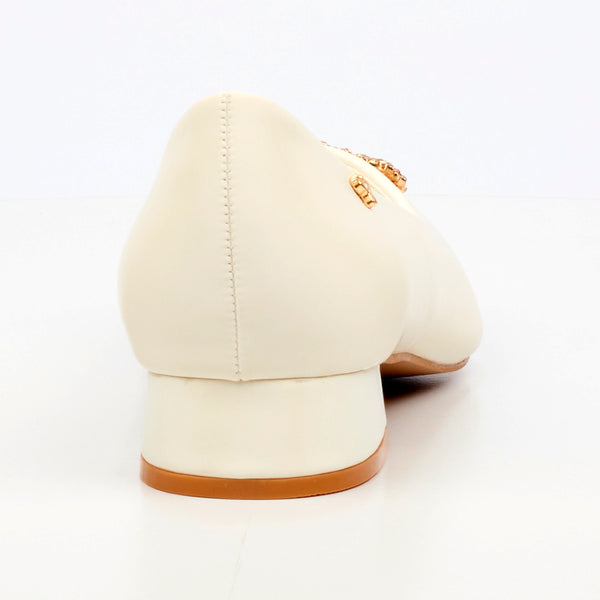 Butterfly Feet Leonore 1 Low Block Heel - White
