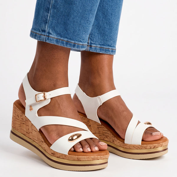 Butterfly Feet Melinda 4 Wedge Sandals - White