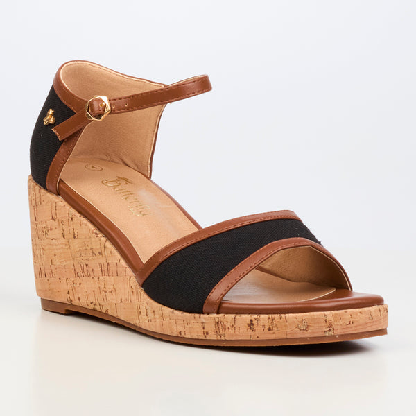 Butterfly Feet Mila 3 Cork Wedge Sandals - Black