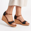 Butterfly Feet Mila 3 Cork Wedge Sandals - Black