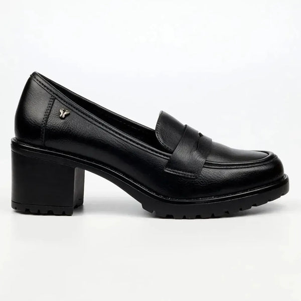 Butterfly Feet Noxer 9 High Block Heel Saddle Loafer - Black