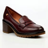 Butterfly Feet Noxer 9 High Block Heel Saddle Loafer - Burgundy