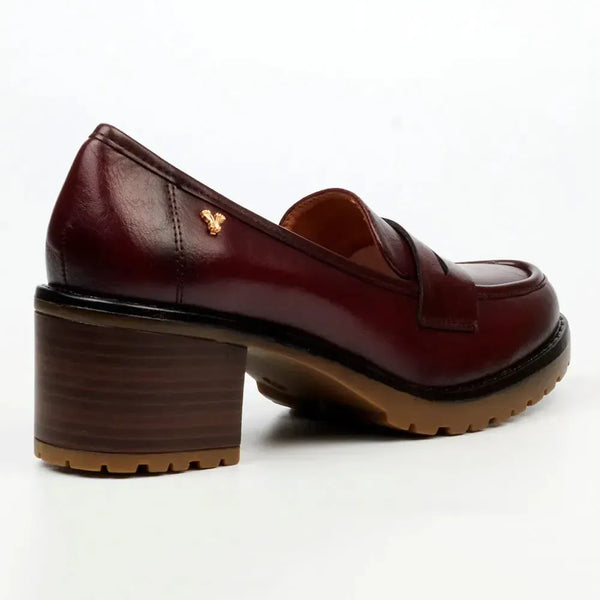 Butterfly Feet Noxer 9 High Block Heel Saddle Loafer - Burgundy