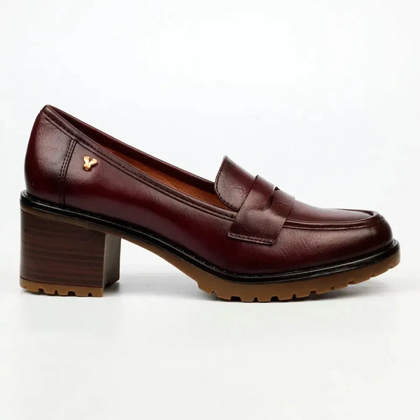 Butterfly Feet Noxer 9 High Block Heel Saddle Loafer - Burgundy