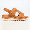 Butterfly Feet Prio1 Cut Out Low Wedge Sandals - Tan