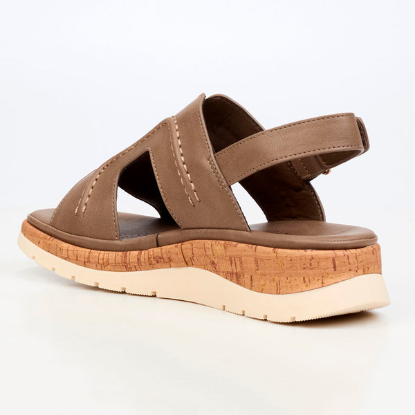 Butterfly Feet Prio1 Cut Out Wedge Sandals - Taupe