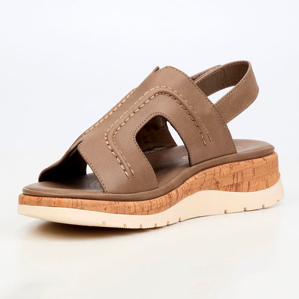 Butterfly Feet Prio1 Cut Out Wedge Sandals - Taupe