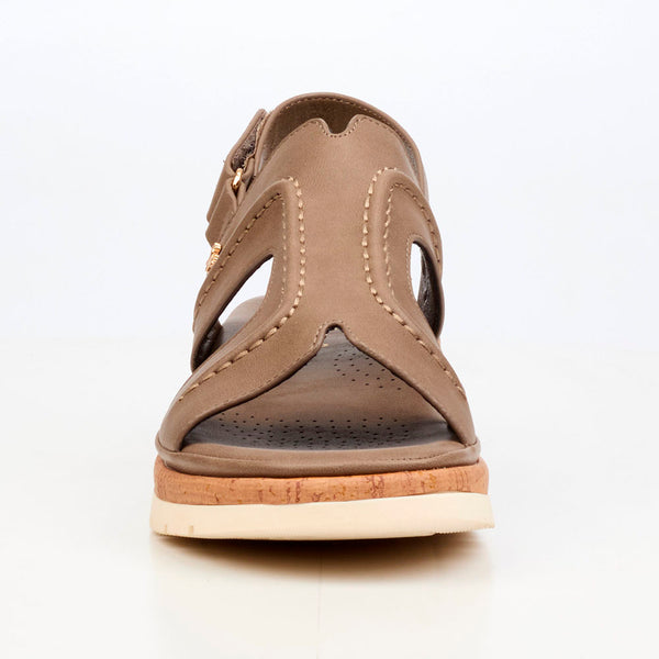 Butterfly Feet Prio1 Cut Out Wedge Sandals - Taupe
