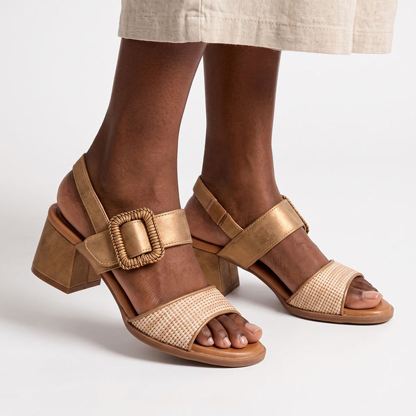Butterfly Feet Teegan Block Heel Sandals - Bronze