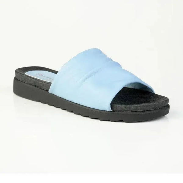 Cabo ladies Flat Push In Sandal - Blue