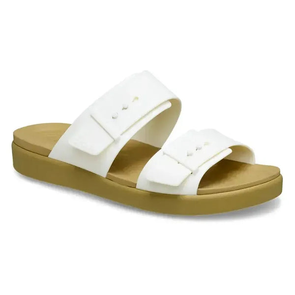 Crocs Brooklyn Lyn Buckle Low Sandal - Chalk/Tan