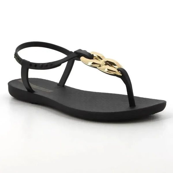DUPLICATE Ipanema Slingback Sandal With Trim - Black/Gold